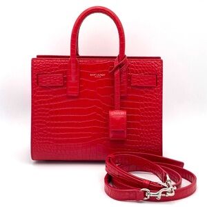 Pre-owned Yves Saint Laurent Leather- Sac De Jour NM Bag Crocodile Embossed